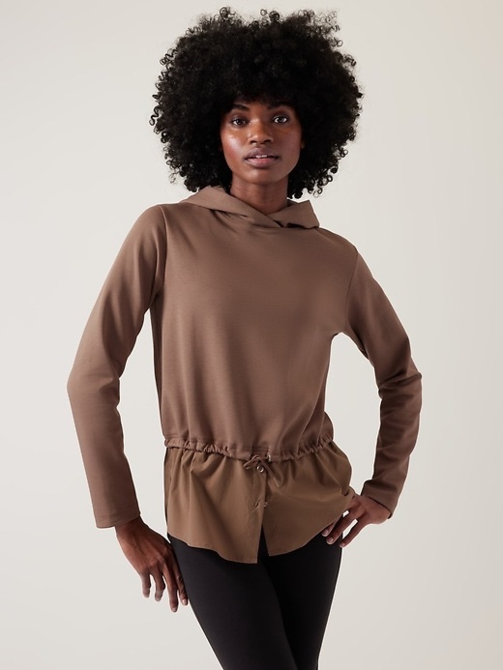 Athleta Gallery Hooded Top size Large in Brown